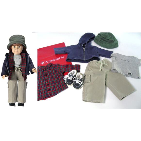American Girl Pleasant Company CARGO PLAID SHIRT OUTFIT Pants Shoes Hat Hoodie + - Picture 3 of 8